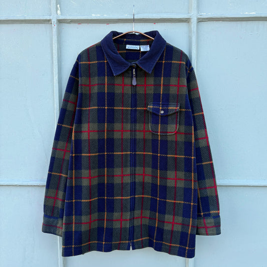 Vintage Plaid Zip Jacket -XL